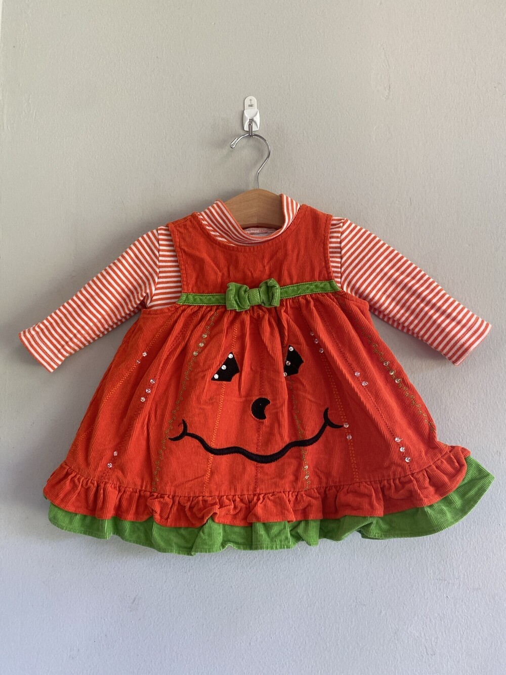 Rare Editions Pumpkin Jumper Turtleneck Set Baby 12M super cute